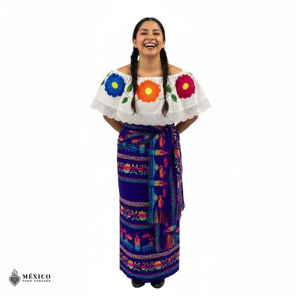 Traditional Mexican Floral Cambaya Dress Set – Handmade Three-Pieces - Picture 8 of 8